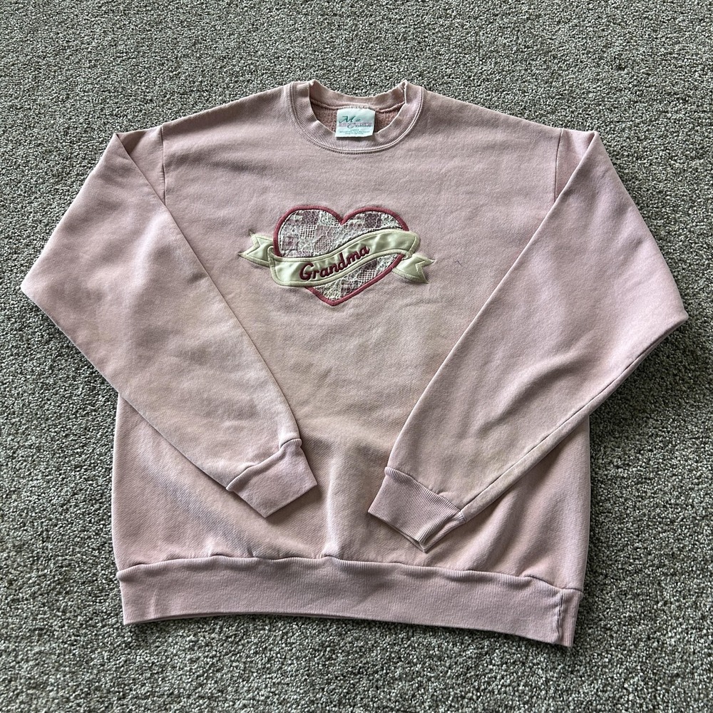 Vintage Mc Expressions Sportswear Sweatshirt Womens Large Pink Grandma Heart